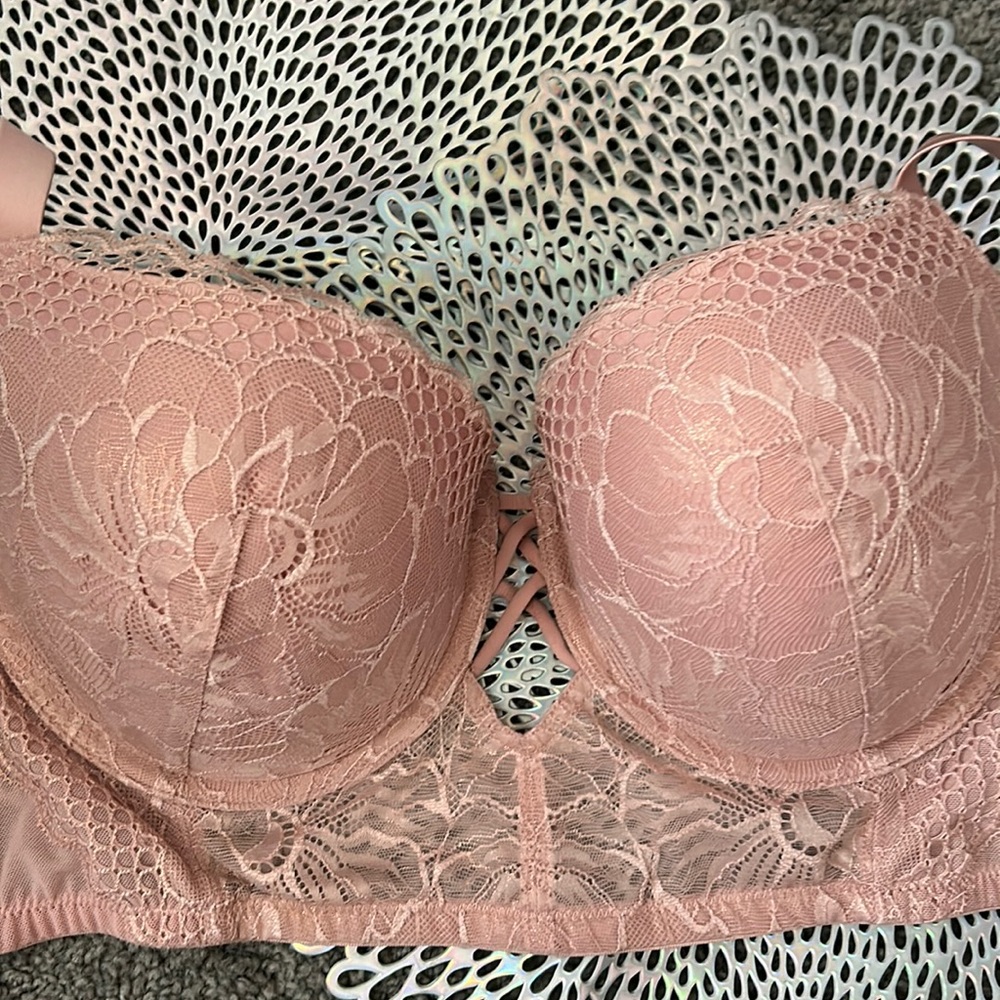 A Barbie Doll Lace three clamp back bralette